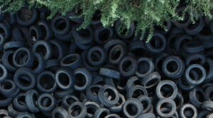 A pile of tyre waste