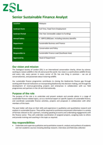 Malaysia-based Senior Sustainable Finance Analyst Job Description Thumbnail